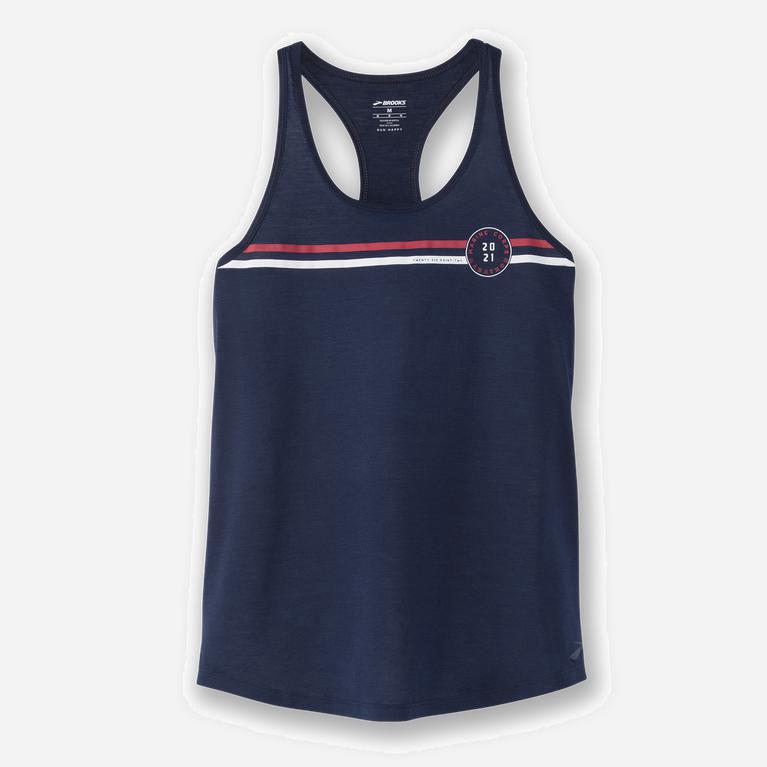 Brooks Mcm21 Distance Graphic Hardlooptanktop voor Dames Donkerblauw (FZIKE-8326)